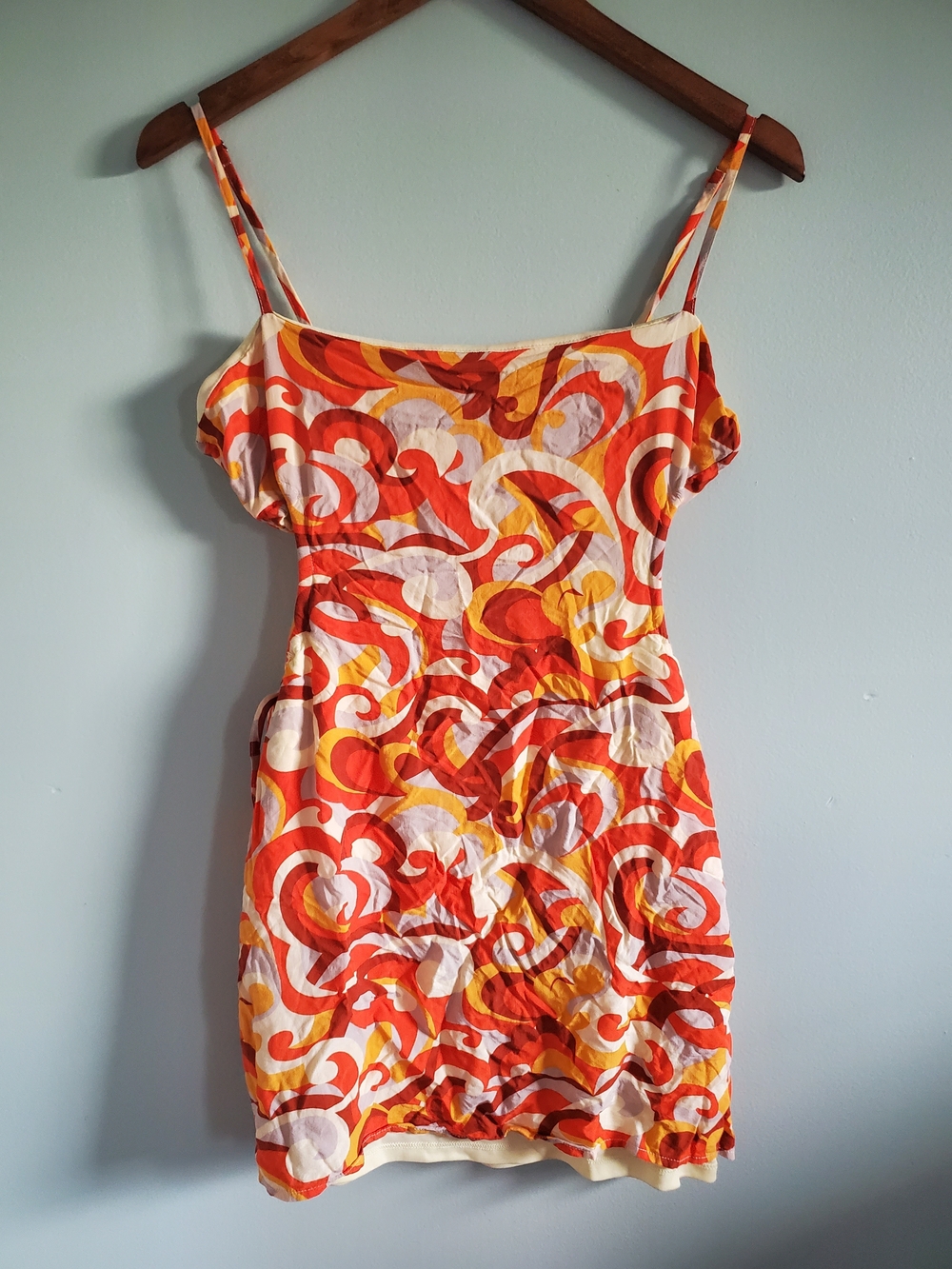 La Hearts Orange, Yellow and Cream Swirl Mini Dress